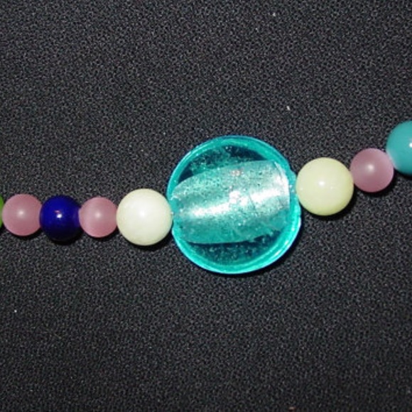 Glass Flower, Stone, Glass Beads Blue Jewelry Set - Picture 3 of 5